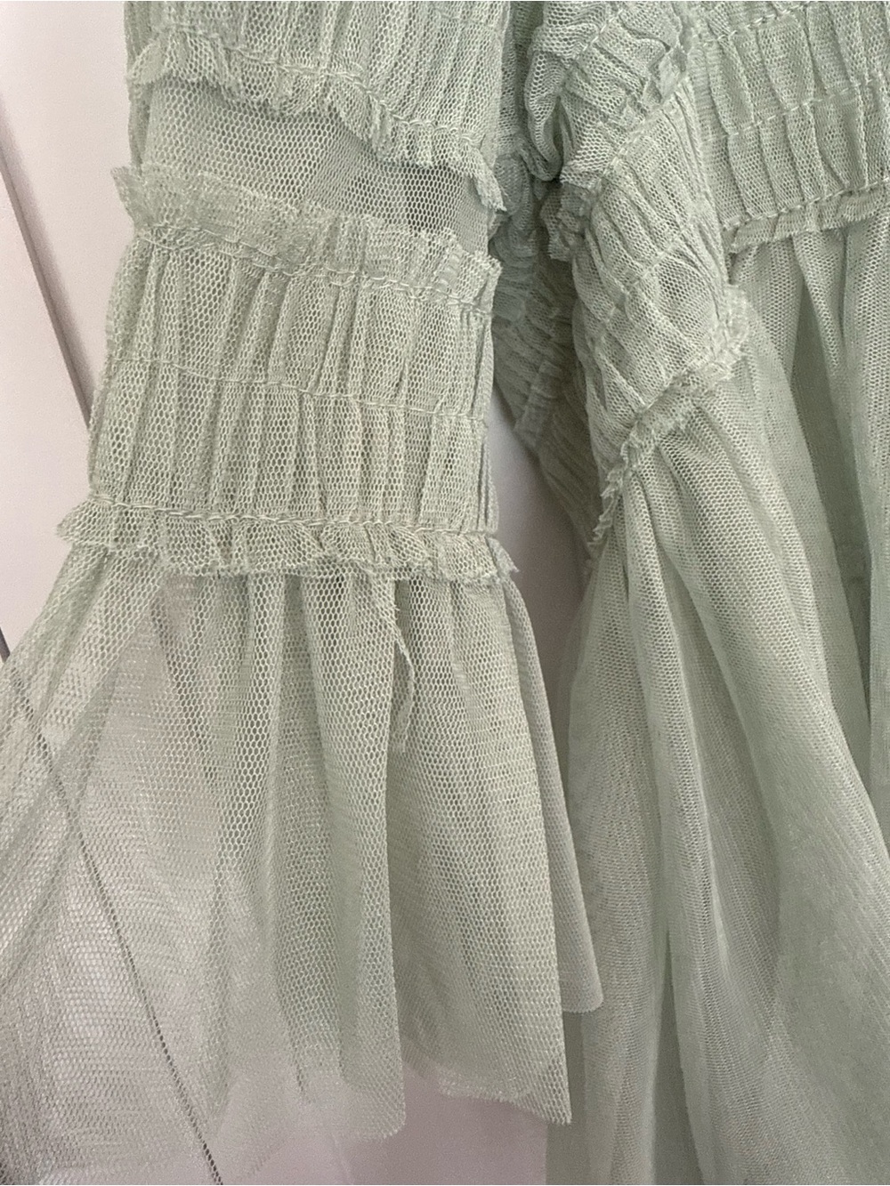 Zara Women’s Sheer Tulle Mint Sea foam Green Ruffled Peplum Babydoll Top - Picture 10 of 15